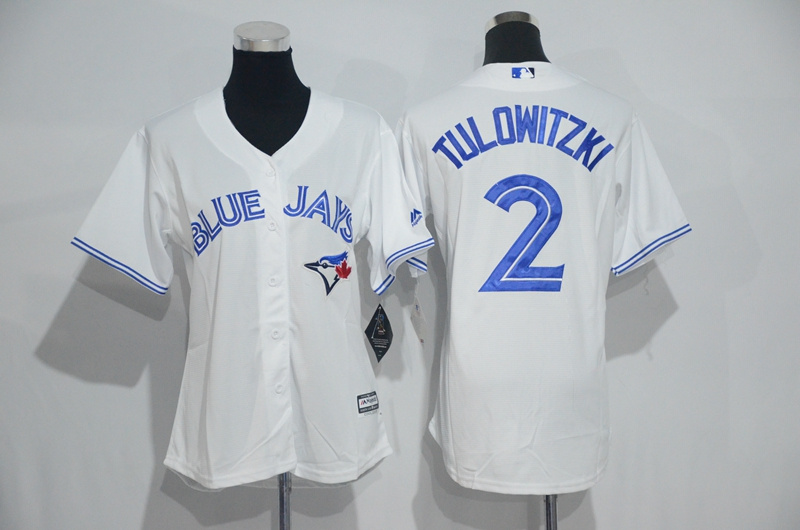 Womens 2017 MLB Toronto Blue Jays #2 Tulowitzki White Jerseys